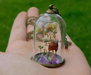 Elvish Mushroom Terrarium Necklace