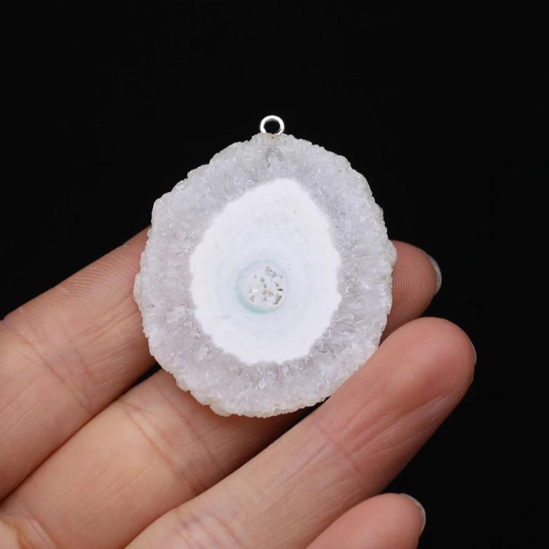 Stone Druzy Pendants Round Slice for Jewelry Making Diy Necklace