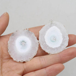 Stone Druzy Pendants Round Slice for Jewelry Making Diy Necklace