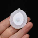 Stone Druzy Pendants Round Slice for Jewelry Making Diy Necklace