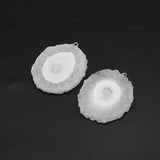 Stone Druzy Pendants Round Slice for Jewelry Making Diy Necklace