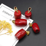 Red Coral Cylindrical Shape Pendant for Jewelry Making