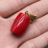 Red Coral Cylindrical Shape Pendant for Jewelry Making