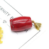 Red Coral Cylindrical Shape Pendant for Jewelry Making