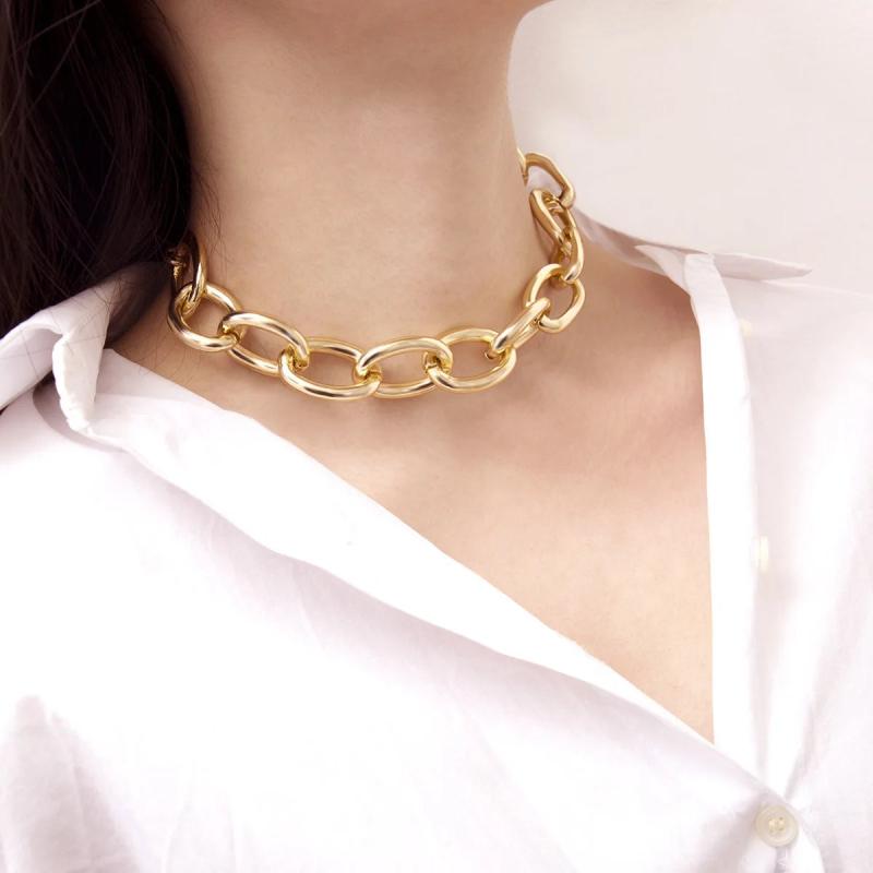 Punky Earrings Chain Necklace Set Bead Jewelry