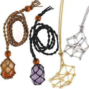 Adjustable Stone Holder Necklace Wax Rope Copper Cage