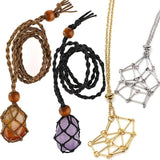 Adjustable Stone Holder Necklace Wax Rope Copper Cage