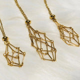 Adjustable Stone Holder Necklace Wax Rope Copper Cage
