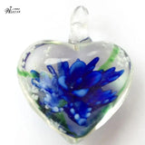 Glass Heart Flower Pendant Bead WFH602