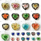 Glass Heart Flower Pendant Bead WFH602