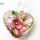 Glass Heart Flower Pendant Bead WFH602