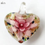Glass Heart Flower Pendant Bead WFH602