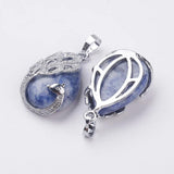 Teardrop Stone Pendant with Alloy Peacock Charms for Necklaces
