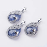 Teardrop Stone Pendant with Alloy Peacock Charms for Necklaces
