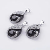 Teardrop Stone Pendant with Alloy Peacock Charms for Necklaces