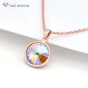 S&Z Crystal Pendant Necklace 585 Rose
