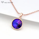 S&Z Crystal Pendant Necklace 585 Rose