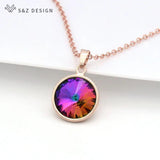 S&Z Crystal Pendant Necklace 585 Rose