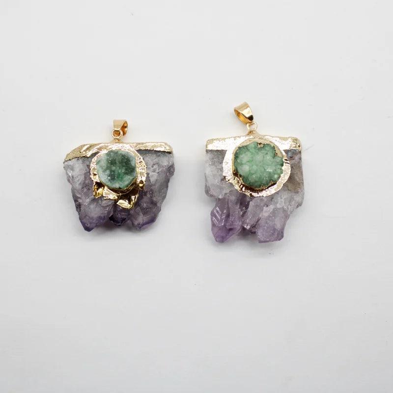 Natural Stone Amethyst Pendants for Jewelry Making