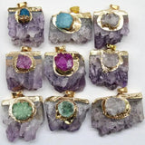 Natural Stone Amethyst Pendants for Jewelry Making