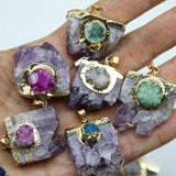 Natural Stone Amethyst Pendants for Jewelry Making