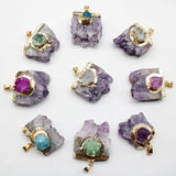 Natural Stone Amethyst Pendants for Jewelry Making