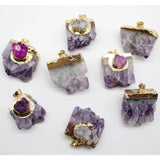 Natural Stone Amethyst Pendants for Jewelry Making