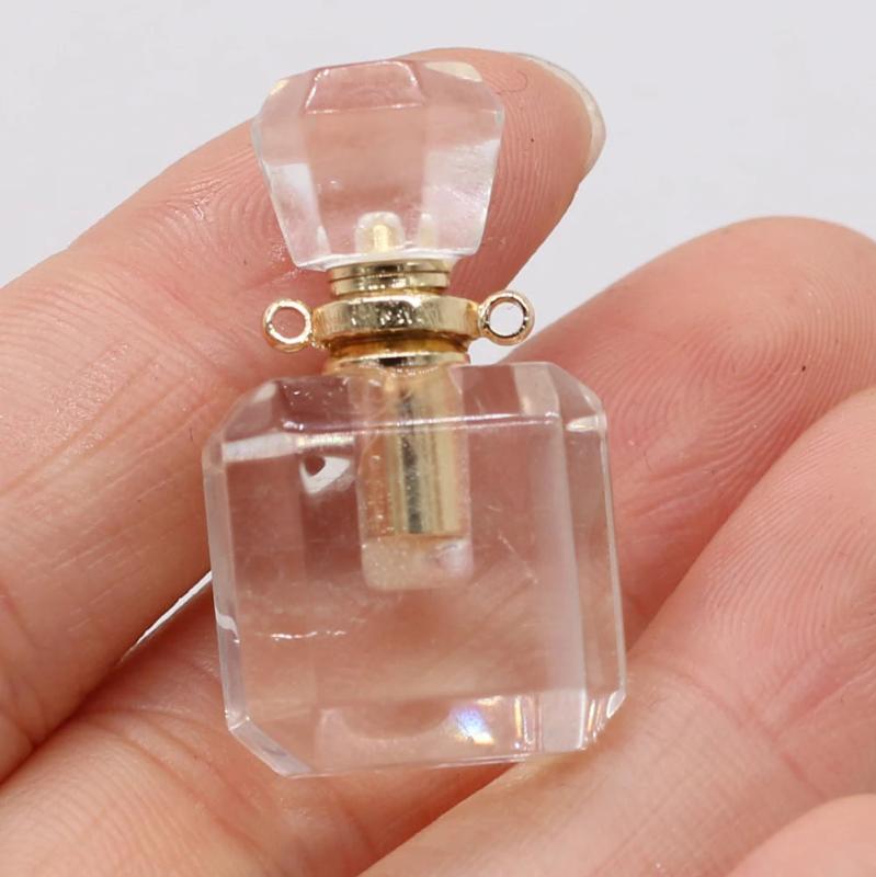 Natural Stone Perfume Bottle Pendant Irregular Quartz DIY Necklace Accessory