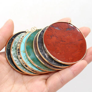 Round Quartz Agate Pendant for Jewelry Making 50x50mm