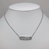 Crystal Stone Pendant Necklace Set, Stainless Steel Party Jewelry