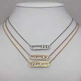 Crystal Stone Pendant Necklace Set, Stainless Steel Party Jewelry