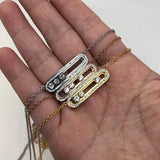 Crystal Stone Pendant Necklace Set, Stainless Steel Party Jewelry