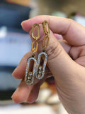 Crystal Stone Pendant Necklace Set, Stainless Steel Party Jewelry