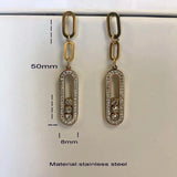 Crystal Stone Pendant Necklace Set, Stainless Steel Party Jewelry