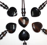 Unakite Stone Heart Sweater Chain Necklace Pendant