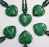 Unakite Stone Heart Sweater Chain Necklace Pendant