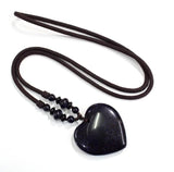 Unakite Stone Heart Sweater Chain Necklace Pendant