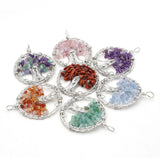 Stone Pendant Reiki Heal Tree of Life Citrines Charms for DIY Necklace