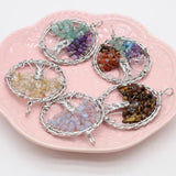 Stone Pendant Reiki Heal Tree of Life Citrines Charms for DIY Necklace