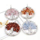 Stone Pendant Reiki Heal Tree of Life Citrines Charms for DIY Necklace