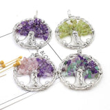 Stone Pendant Reiki Heal Tree of Life Citrines Charms for DIY Necklace