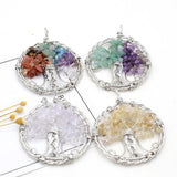 Stone Pendant Reiki Heal Tree of Life Citrines Charms for DIY Necklace