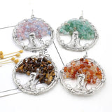 Stone Pendant Reiki Heal Tree of Life Citrines Charms for DIY Necklace