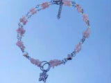 Rose Quartz Pink Necklace Gemstone Chocker Adjustable Charm