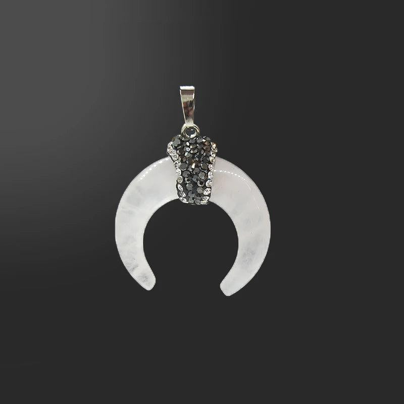 Natural Stone Ox Horn Moon Charms Pendant Diy Necklace Jewelry Accessories