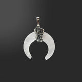 Natural Stone Ox Horn Moon Charms Pendant Diy Necklace Jewelry Accessories