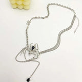 Gothic Spider Crystal Pendant Necklace Dark Tassel Chain Choker Y2K Jewelry