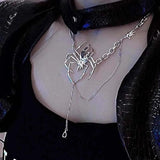 Gothic Spider Crystal Pendant Necklace Dark Tassel Chain Choker Y2K Jewelry