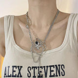 Gothic Spider Crystal Pendant Necklace Dark Tassel Chain Choker Y2K Jewelry
