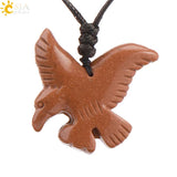 CSJA Vintage Eagle Stone Necklace Crystal Pendant Jewelry